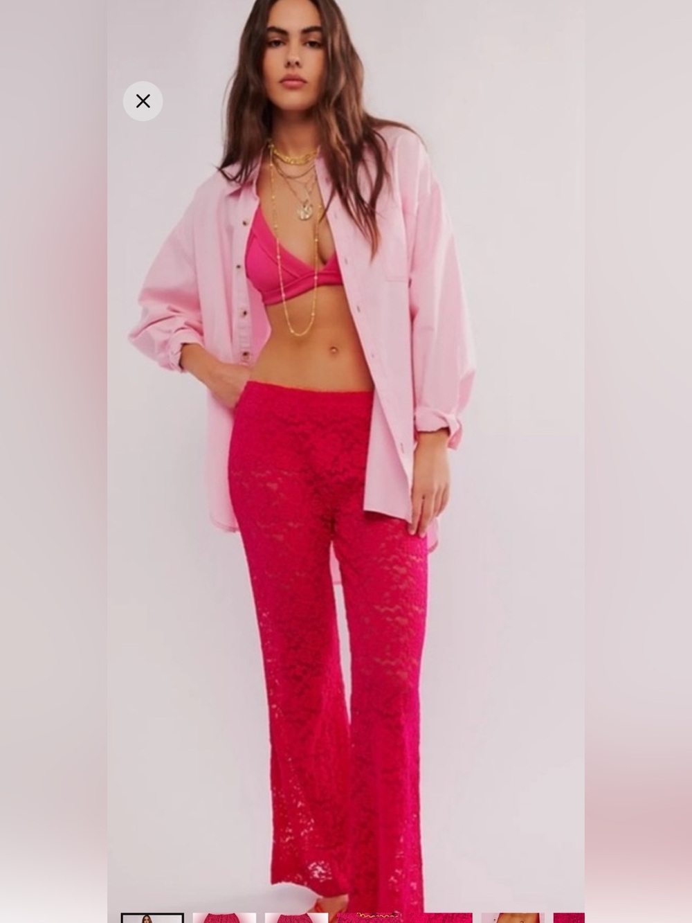 Free People Pink Lace Pants  NWT
